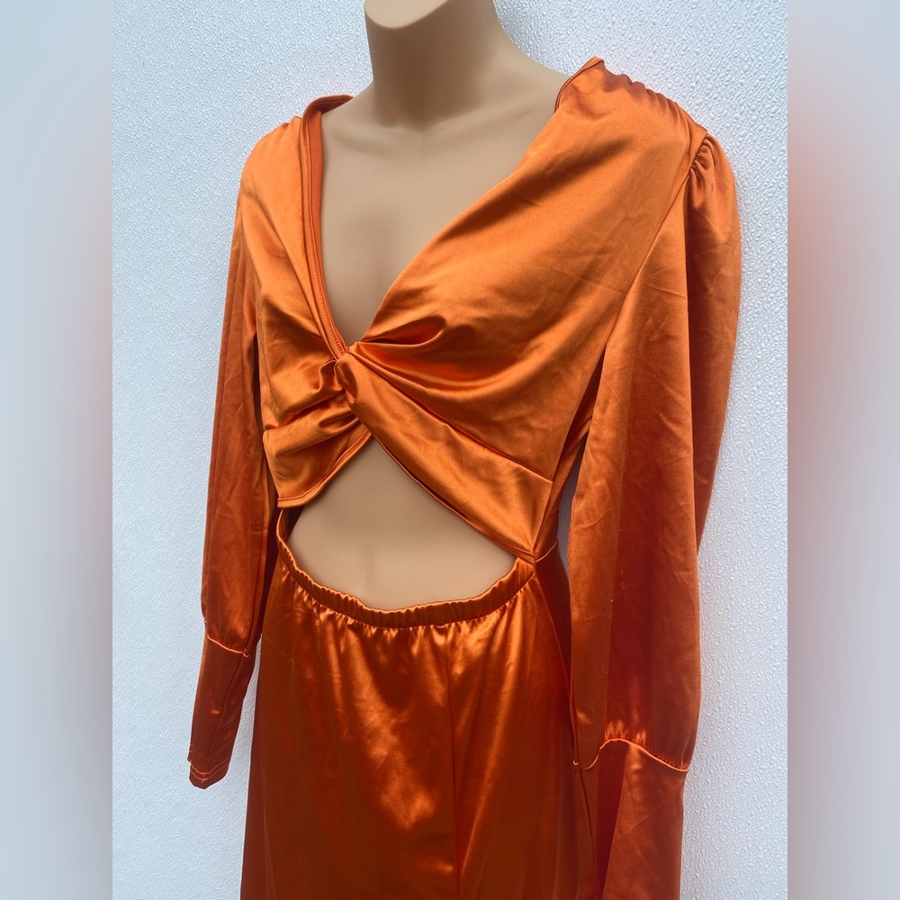 Orange BAE Cut Out Front slit Bodycon Dress size Medium boho